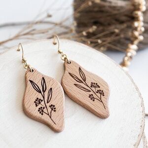 Handmade Wooden  Floral Earrings